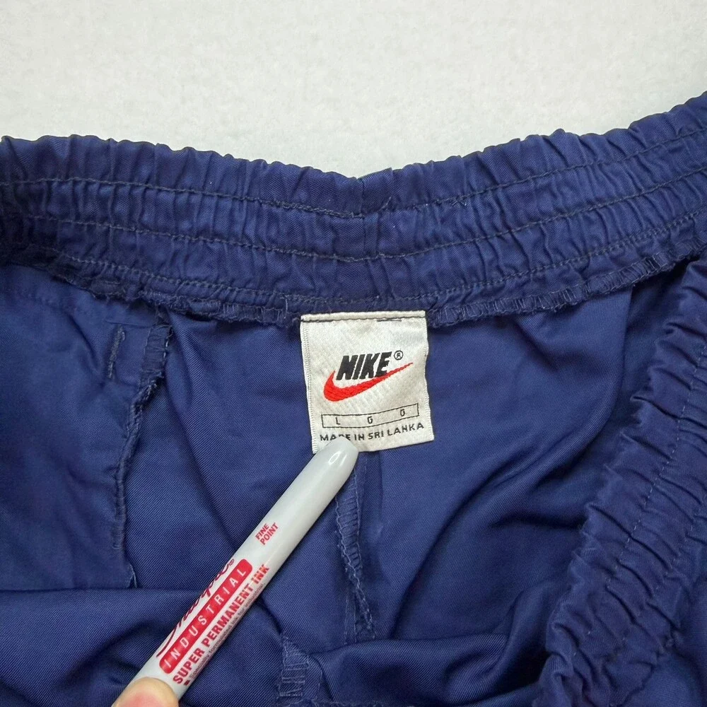 VTG 90s Nike Blue Track Shorts Nylon Windbreaker White Label Baggy Men's L